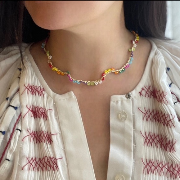 NWT Philos New York Handmade Colorful Daisy Flower Bead Necklace - Picture 5 of 10